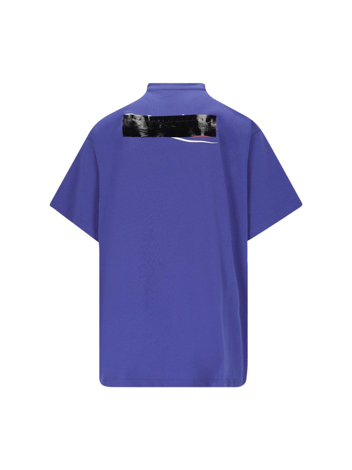 Shop Balenciaga Logo Printed Oversized-fit T-shirt In Blue