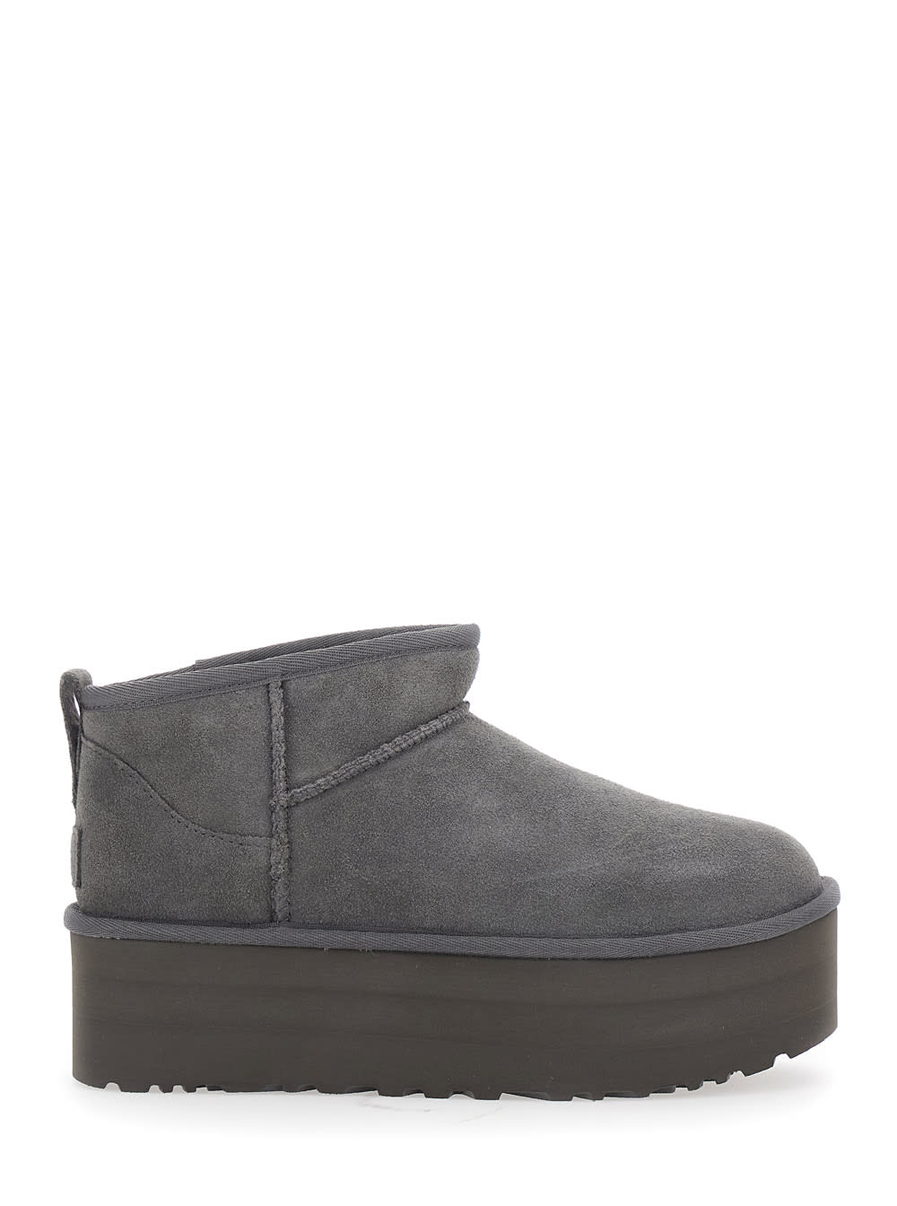 Ugg Classic Ultra Mini Platform Suede Ankle Boots In Gray