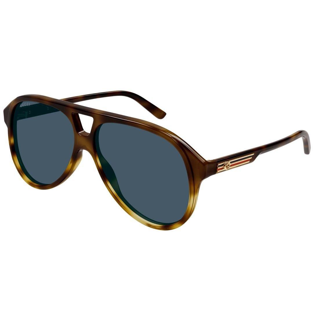 Shop Gucci Aviator Frame Sunglasses Sunglasses In 004 Havana Havana Blue
