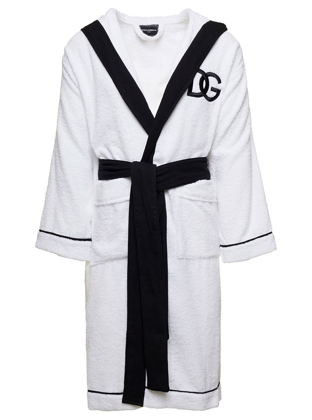 Shop Dolce & Gabbana Terry Cotton Bathrobe In White