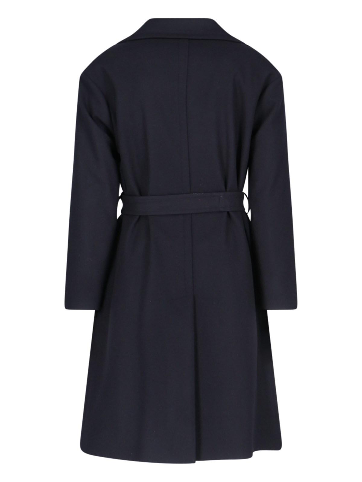 Shop Hevo Ostuni Midi Coat In Blue Navy