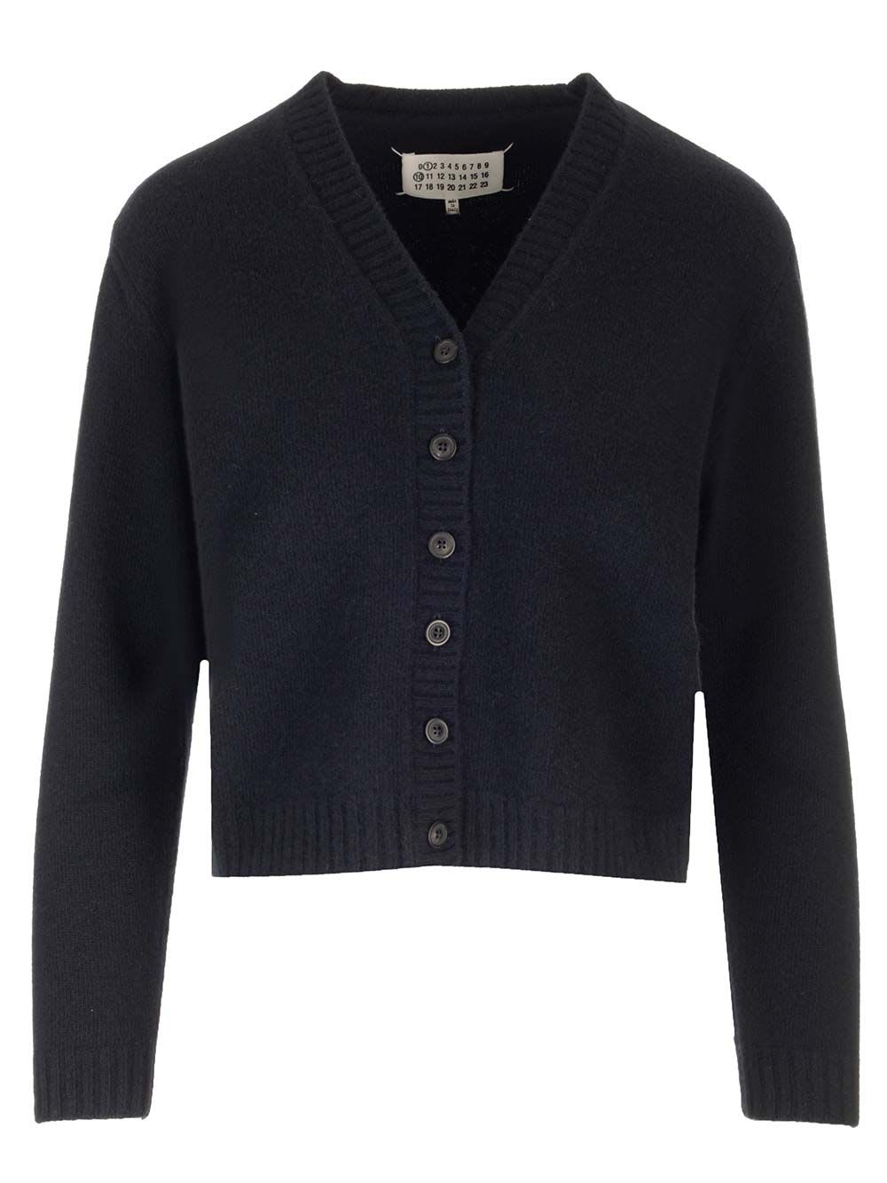 Shop Maison Margiela Wool Cardigan In Black