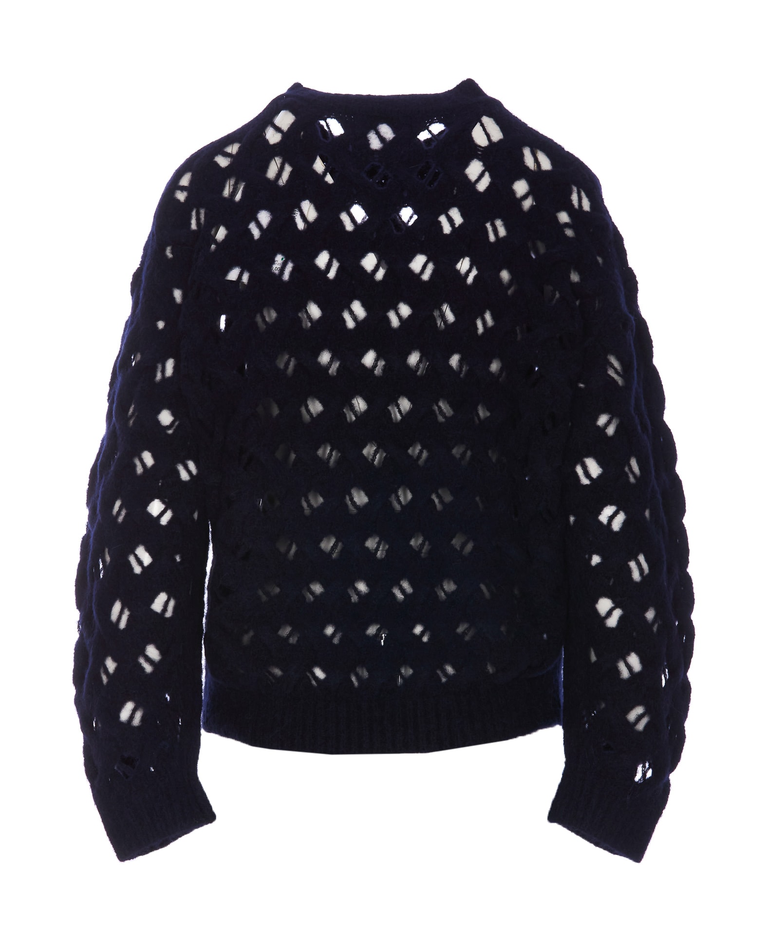 Isabel Marant Étoile Aurelia Blue Crewneck Swerater In Perforated Wool Blend In Blue