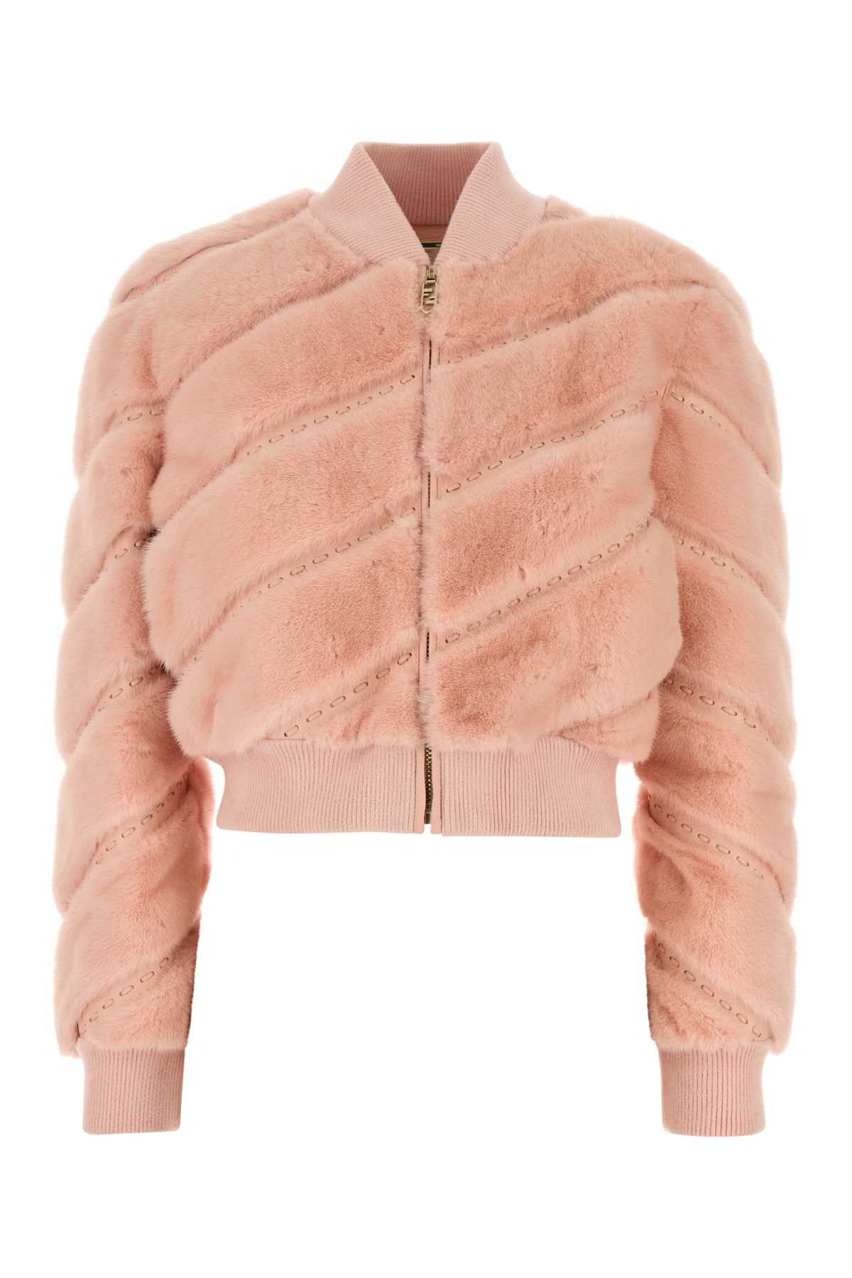 Pink Deer And Mink Bomber Jacket