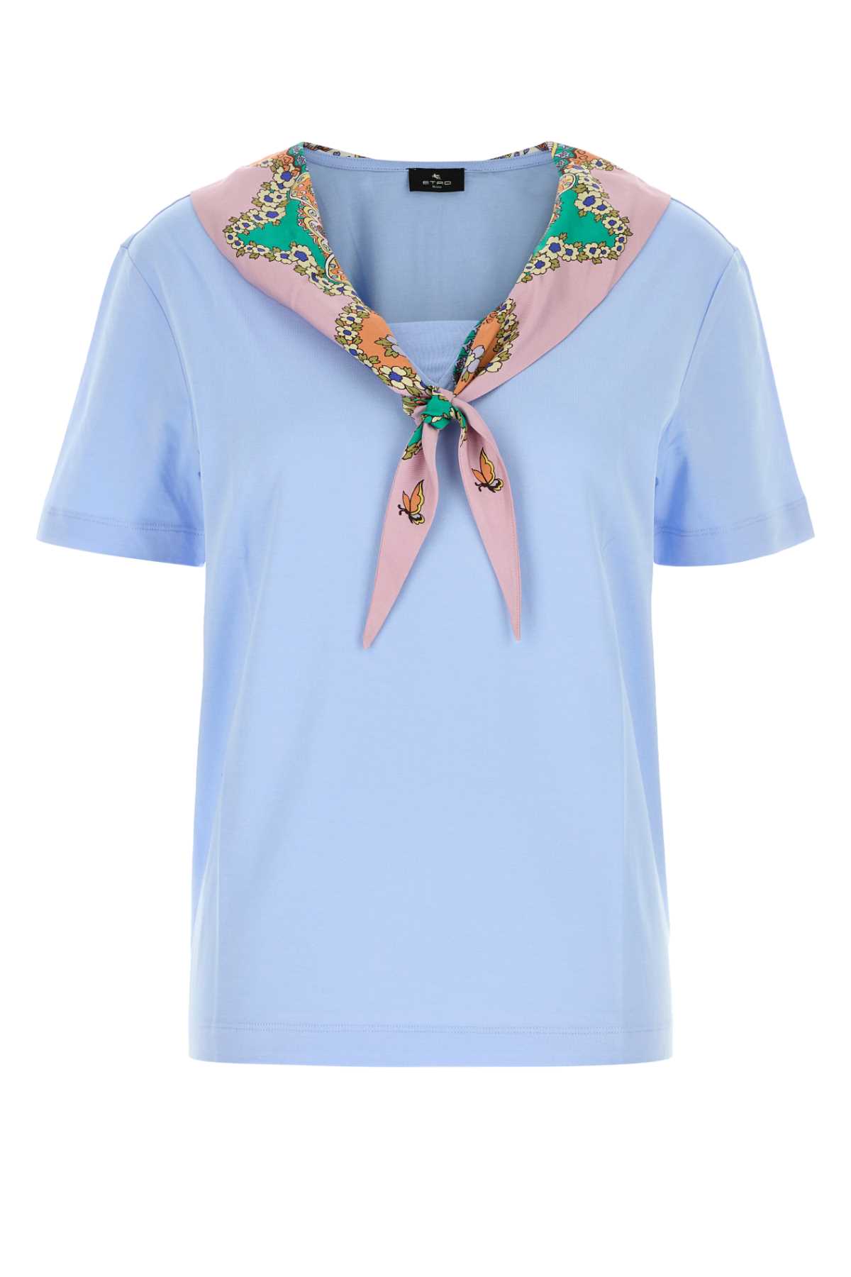 Shop Etro Light Blue Cotton Oversize Shirt