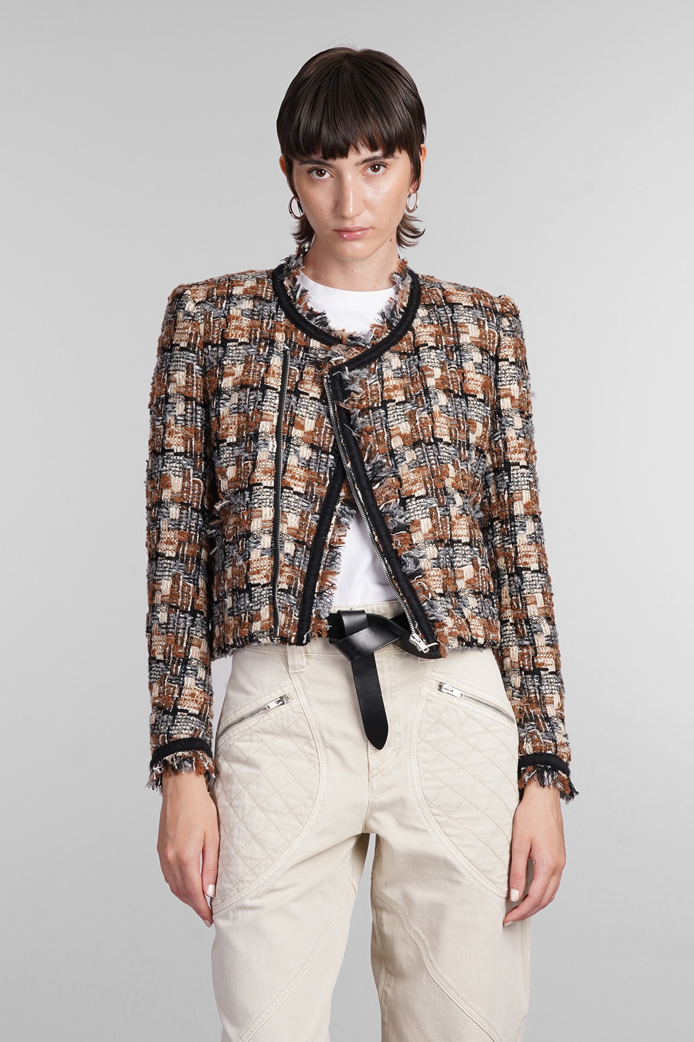 Shop Isabel Marant Kerry Casual Jacket In Beige Wool