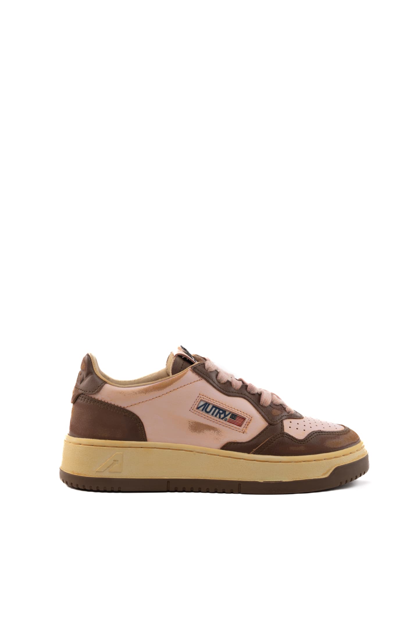 Shop Autry Medalist Low Super Vintage Sneakers In Brown/pink Leather