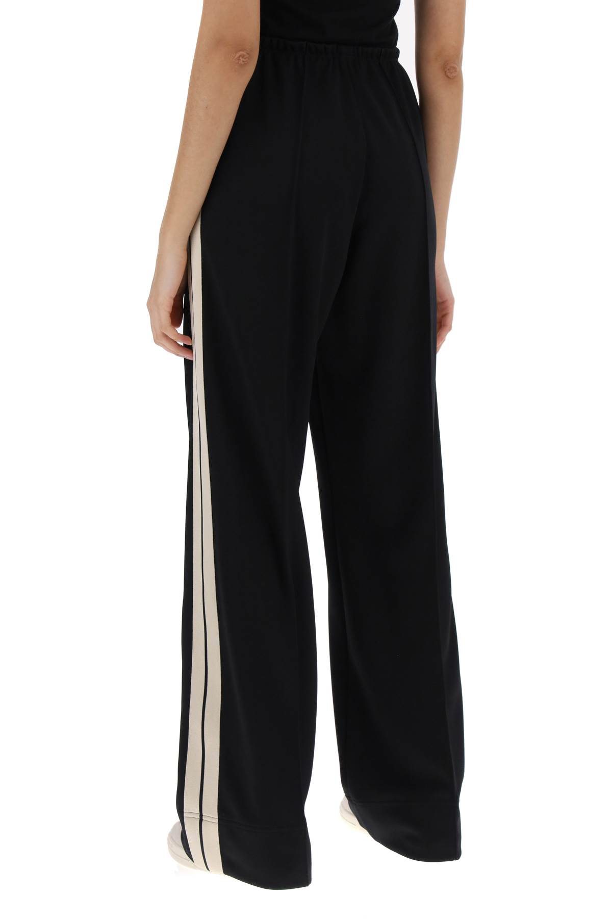 Shop Palm Angels Track Pants With Contrast Bands In Black Off White (black)
