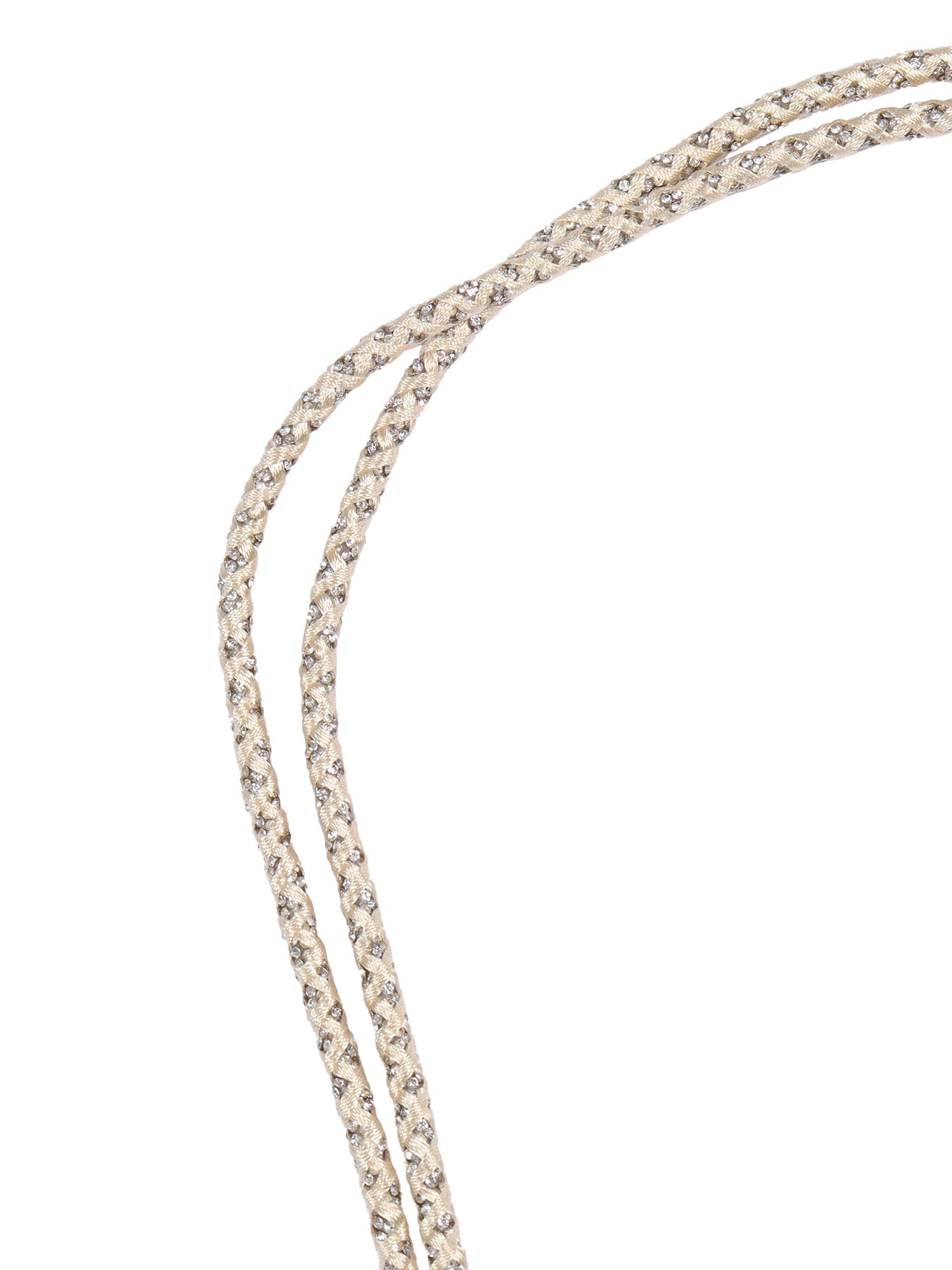 Forte Forte Lace Belt With Crystals And Tassels Insert In Neutral