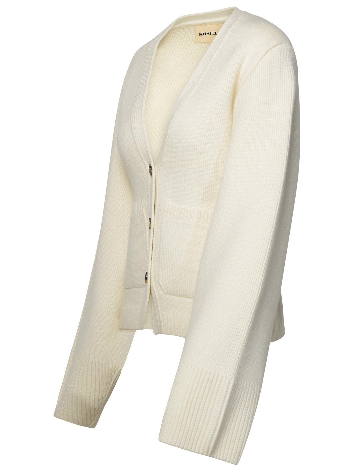 Shop Khaite Scarlet Ivory Cashmere Cardigan In Cream