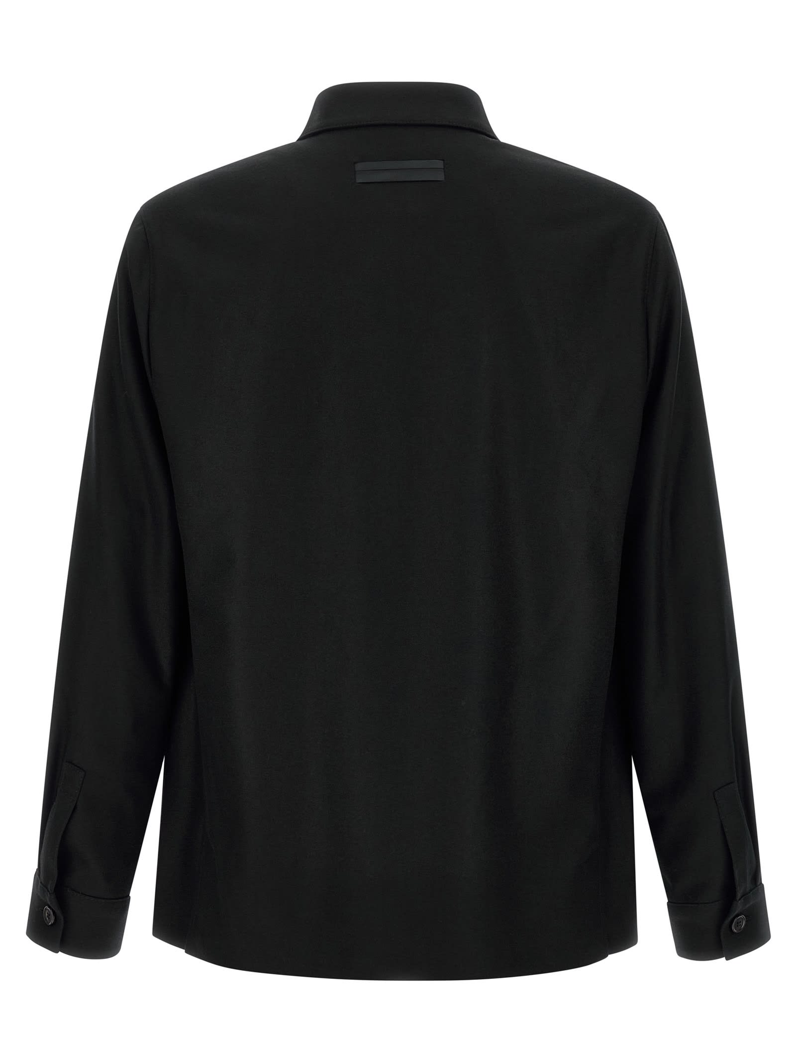 Zegna Overshirt With Collared Design And Pockets In Black