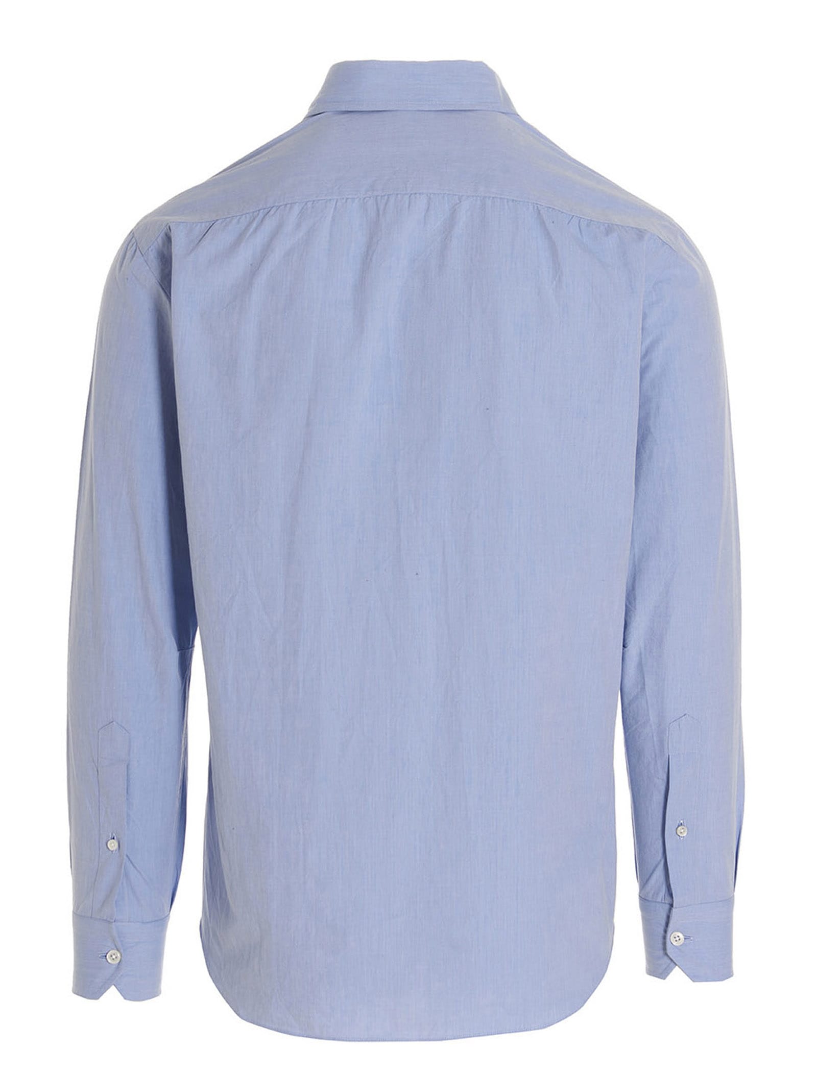 Shop Salvatore Piccolo Rounded Collar Shirt In Light Blue