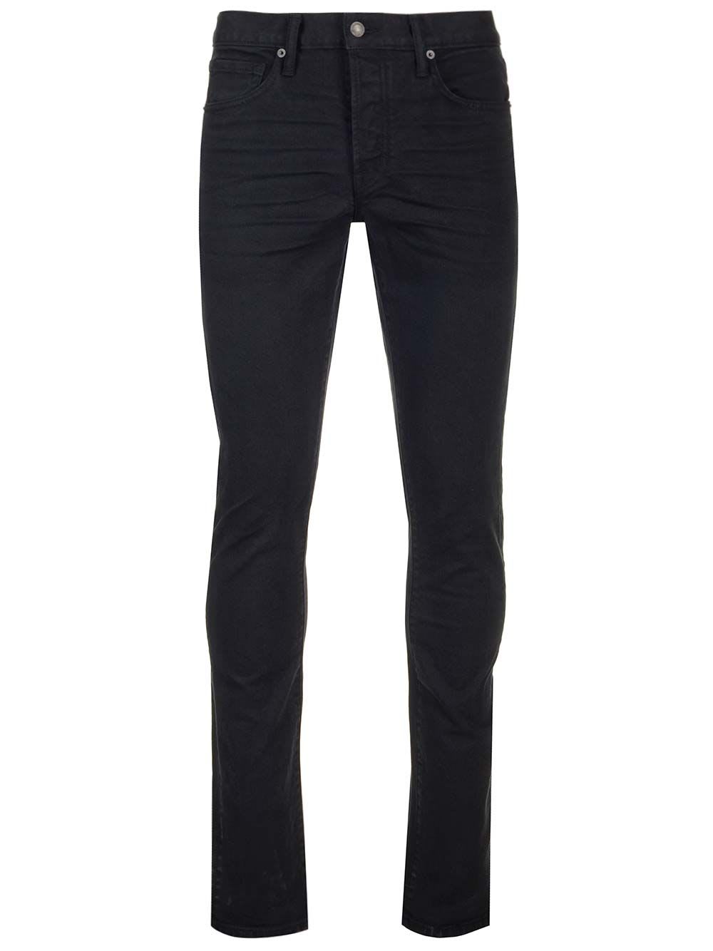 Shop Tom Ford Twill Standard Fit Denim In Black