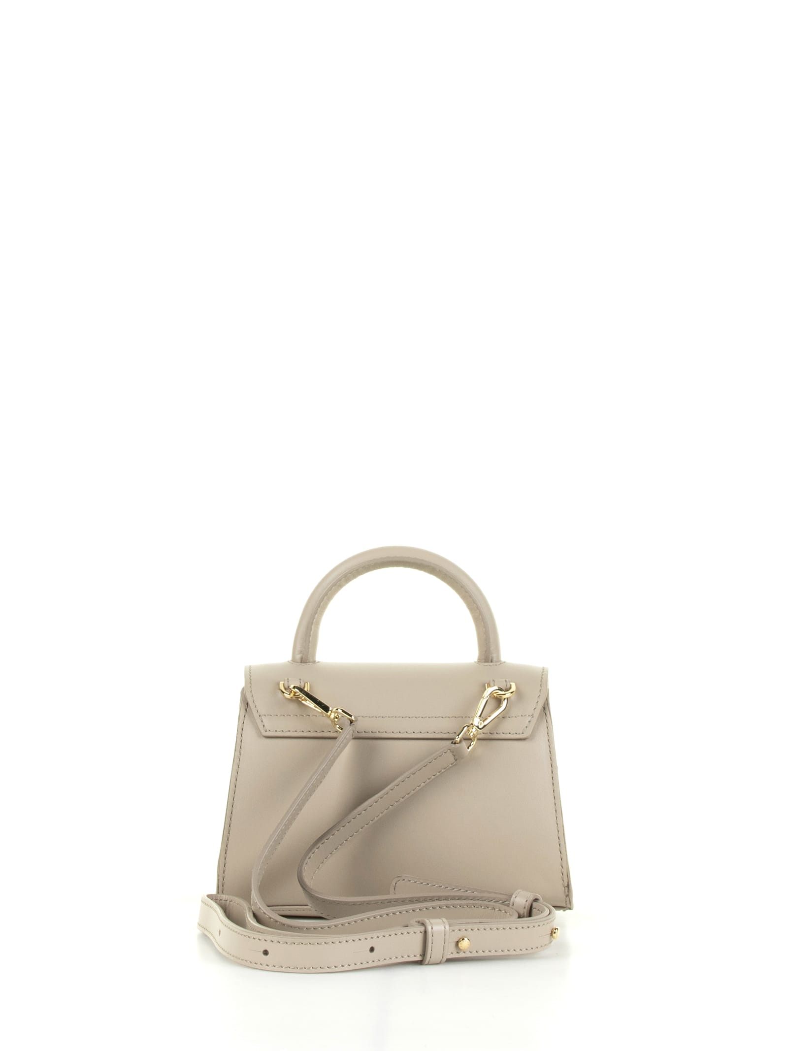 Shop Demellier Montreal Nano Leather Bag With Shoulder Strap In Taupe