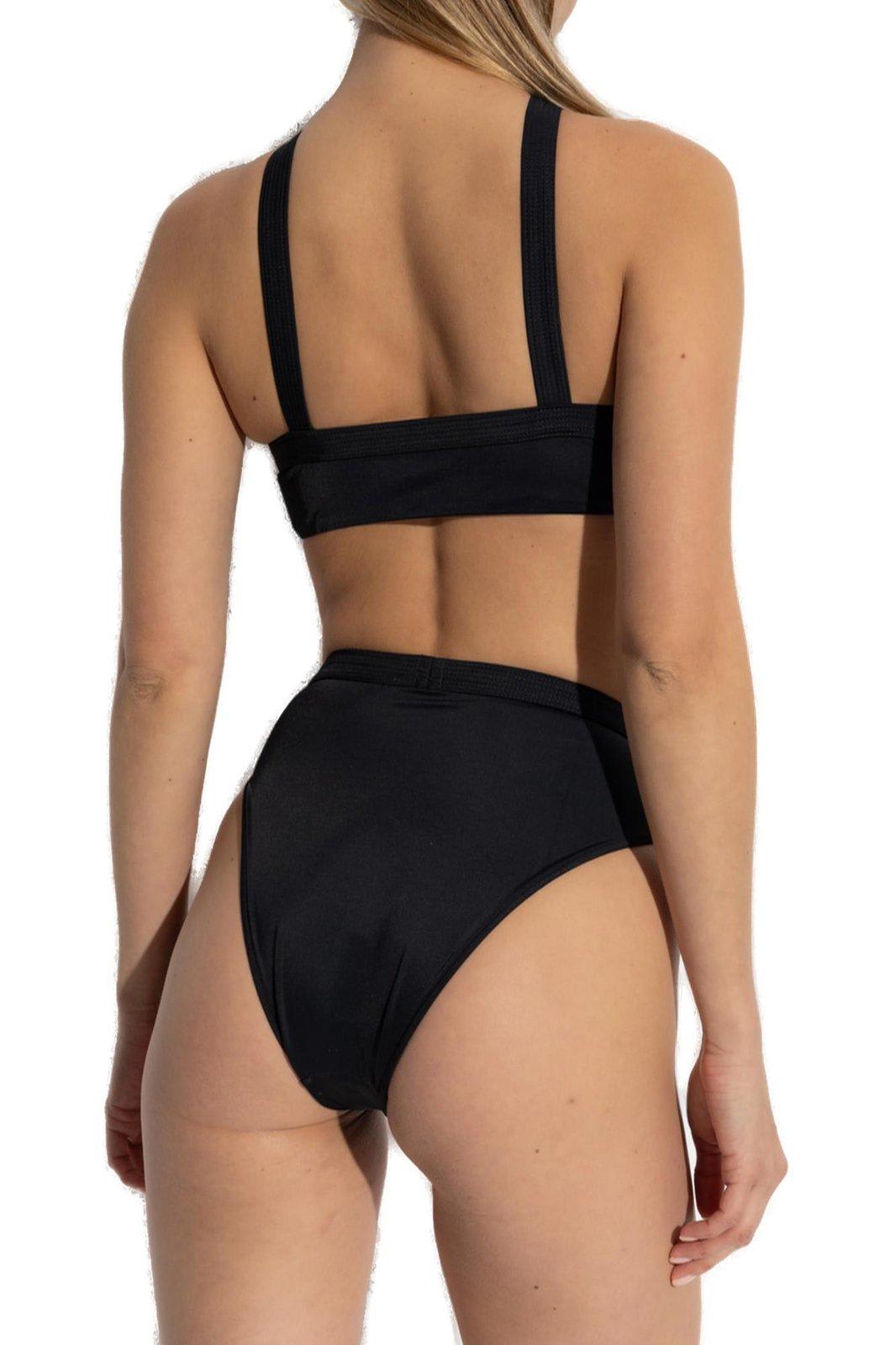 Versace Black High-waisted Bikini Bottom In Black