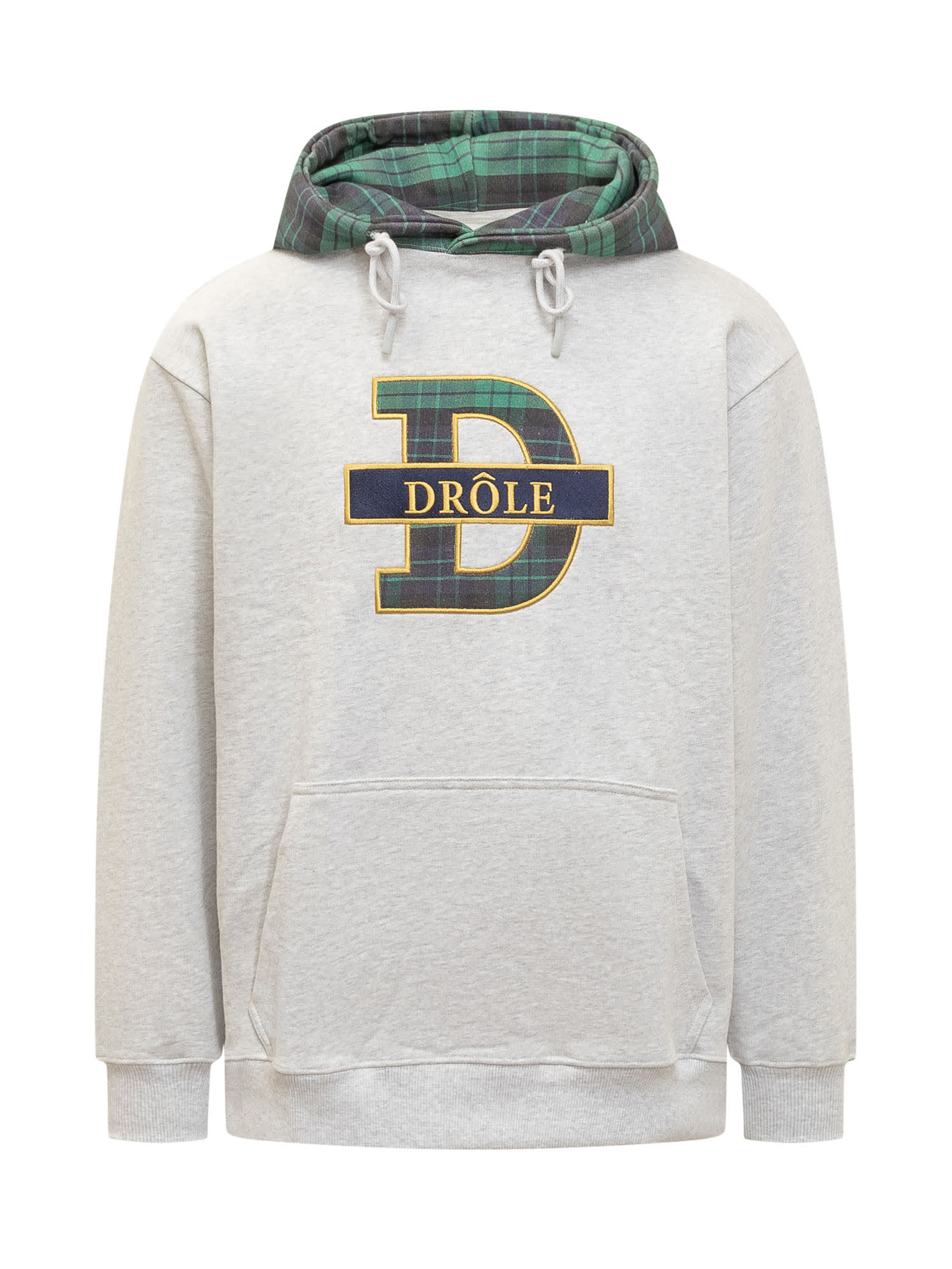 Shop Drôle De Monsieur Tartan Hoodie In Grey