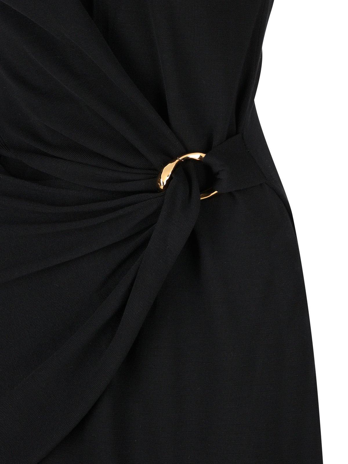Shop Jil Sander V-neck Gathered Midi Dress In Black