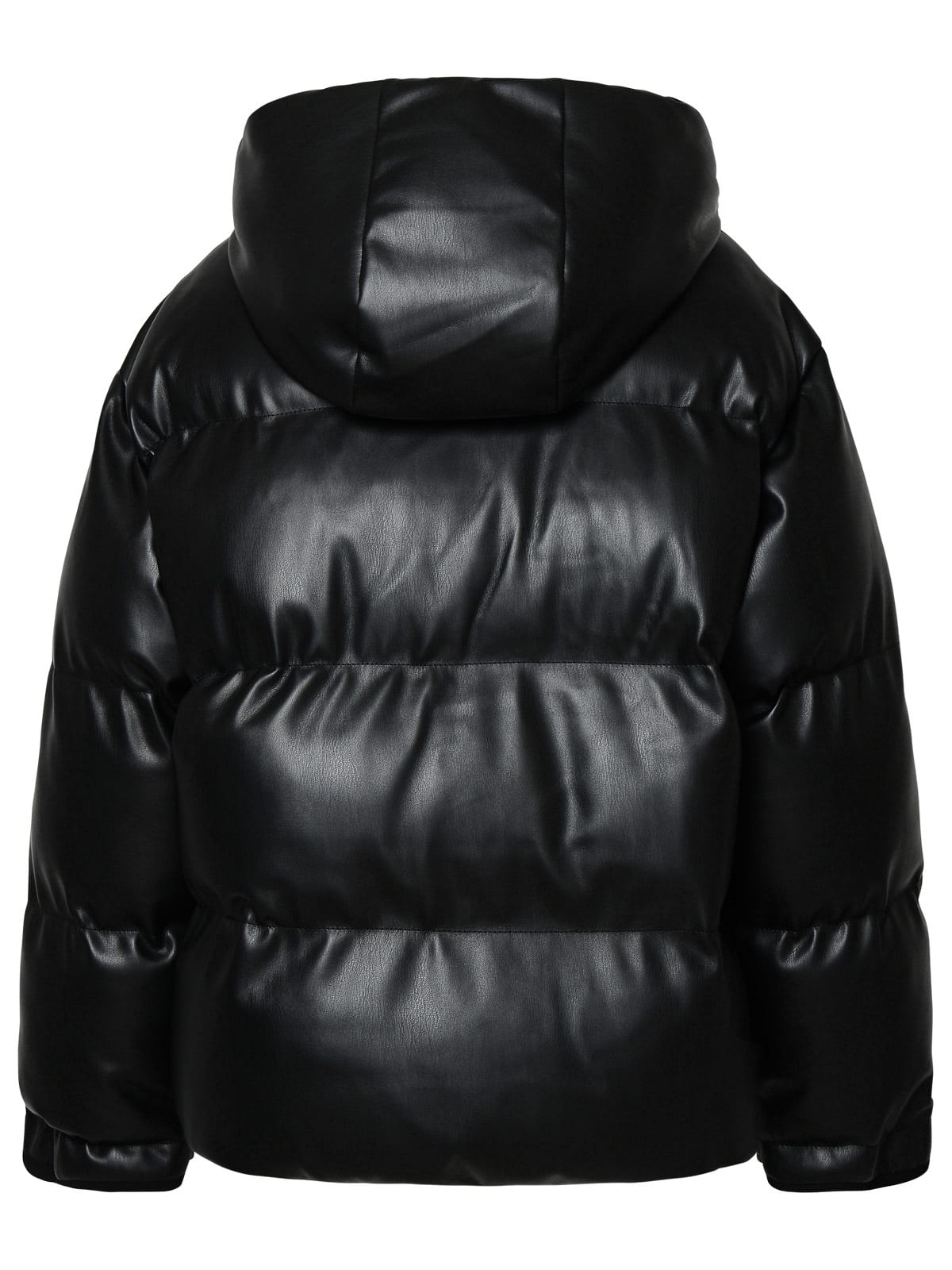 Shop Stella Mccartney Altermat Black Imitation Leather Down Jacket In Nero