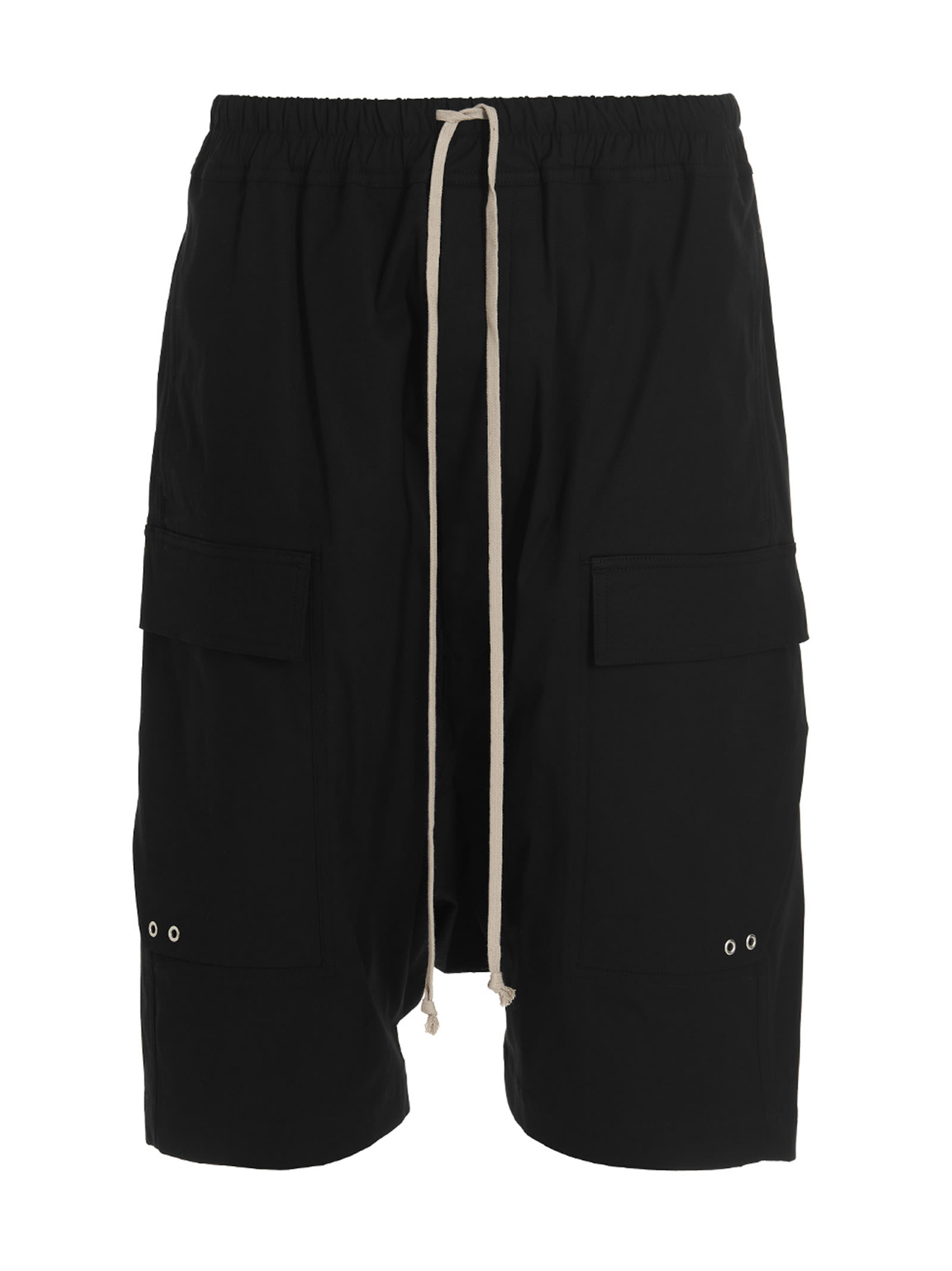 Rick Owens Flannel Cotton-jersey Cargo Shorts In Black