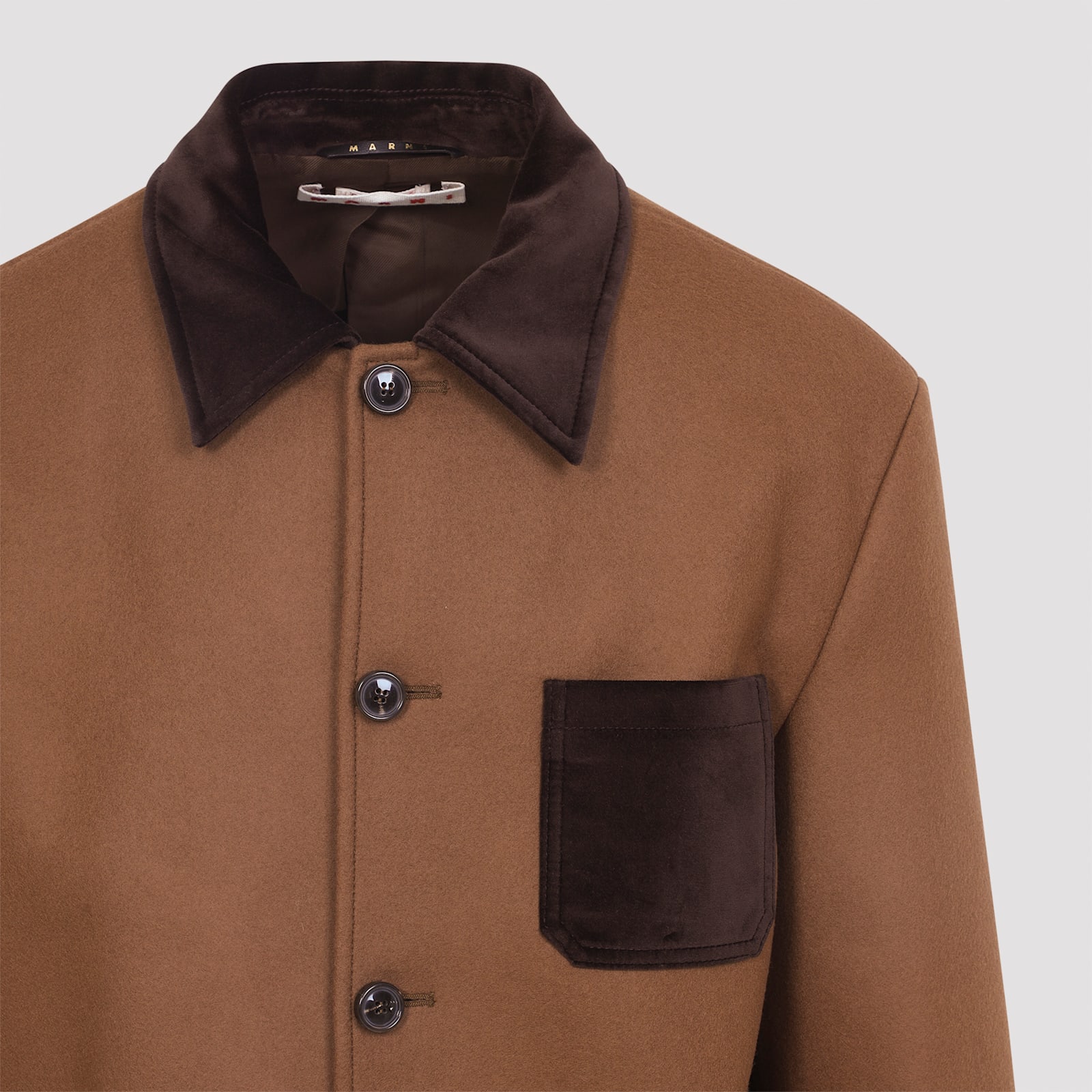 Marni Double Splittable Wool Felt Workwear Jacket In Brown