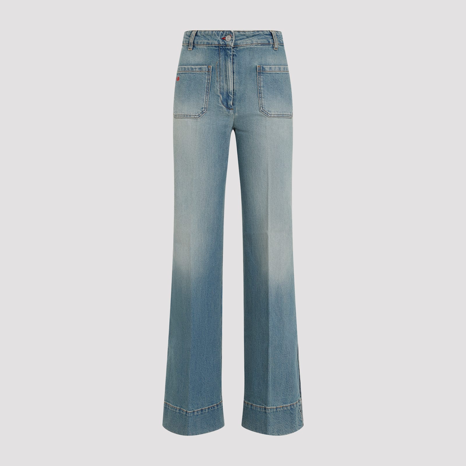 Shop Victoria Beckham Alina Jeans In Tinted Blue Wash