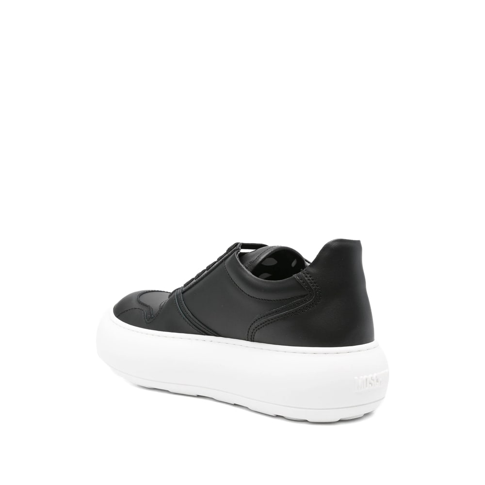 Moschino Leather Sneakers In Black