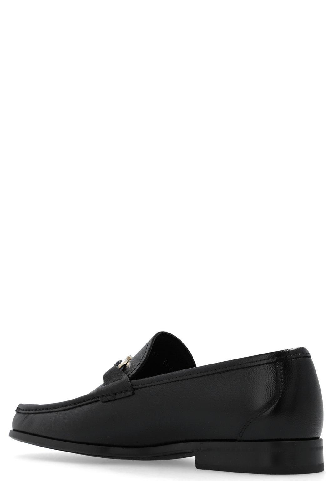 Shop Ferragamo Gancini-plaque Slip-on Loafers In Black