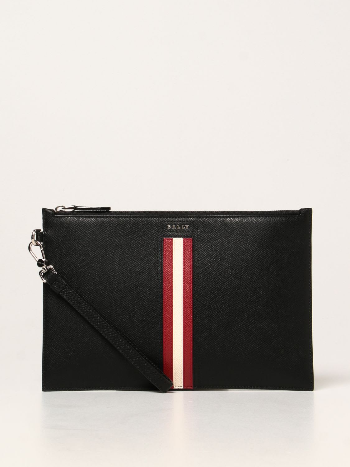 Bally Briefcase Tenery. Lt Leather Pochette With Striped Band In Black ...