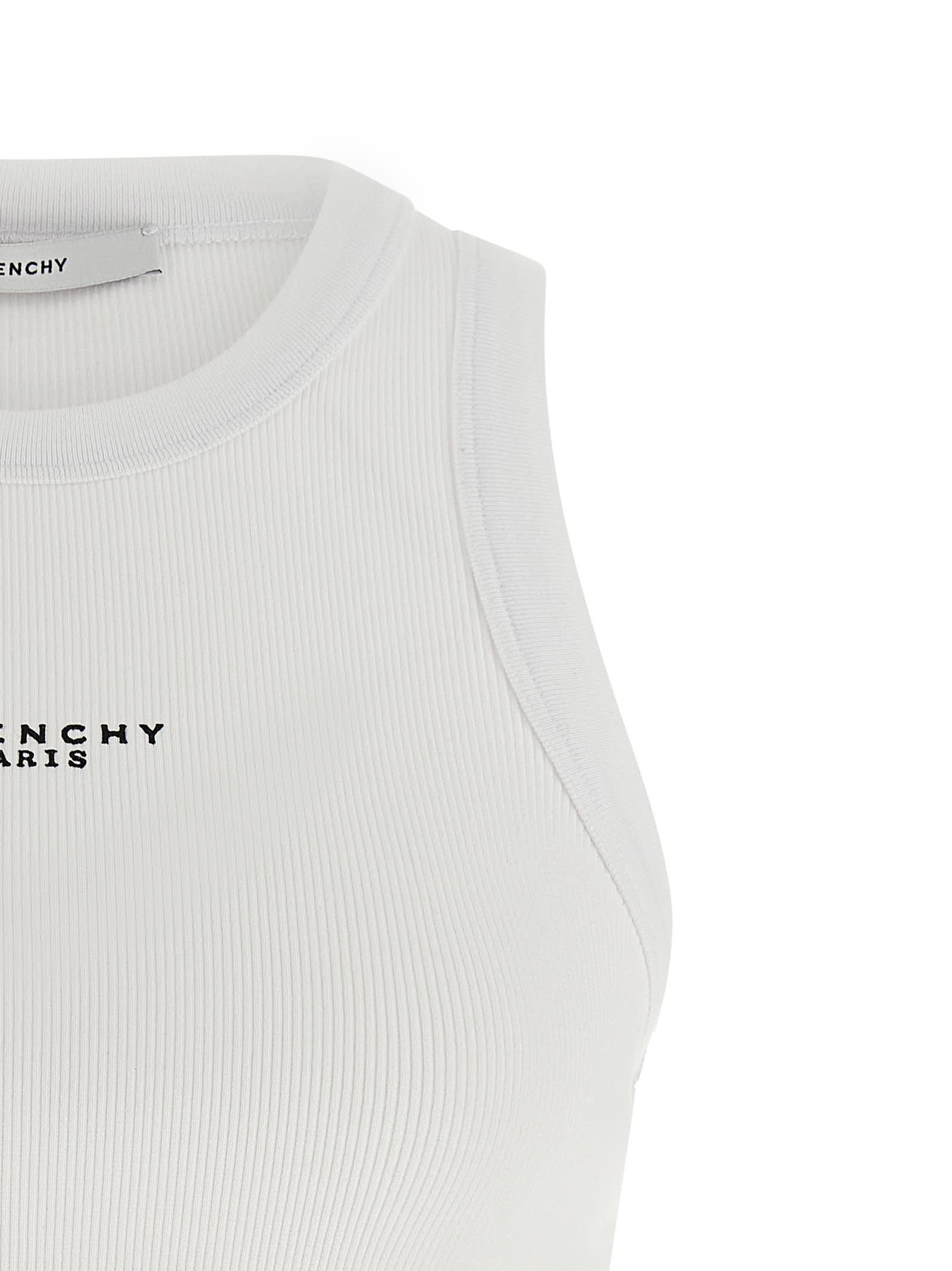 Givenchy White Sleeveless Top With Logo Lettering On The Front In Cotton Stretch Woman In White