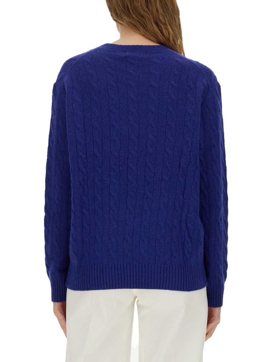 Polo Ralph Lauren Cobalt Blue Cable-knit Sweater In Wool And Cashmere In Blue