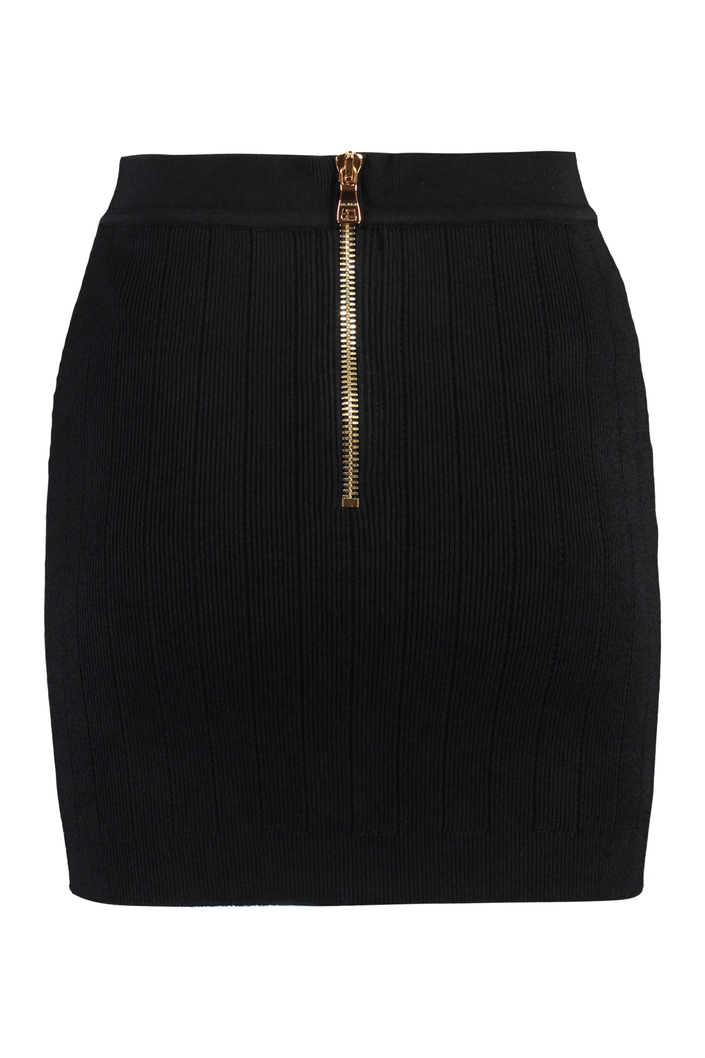Shop Balmain Knitted Mini Skirt In Black
