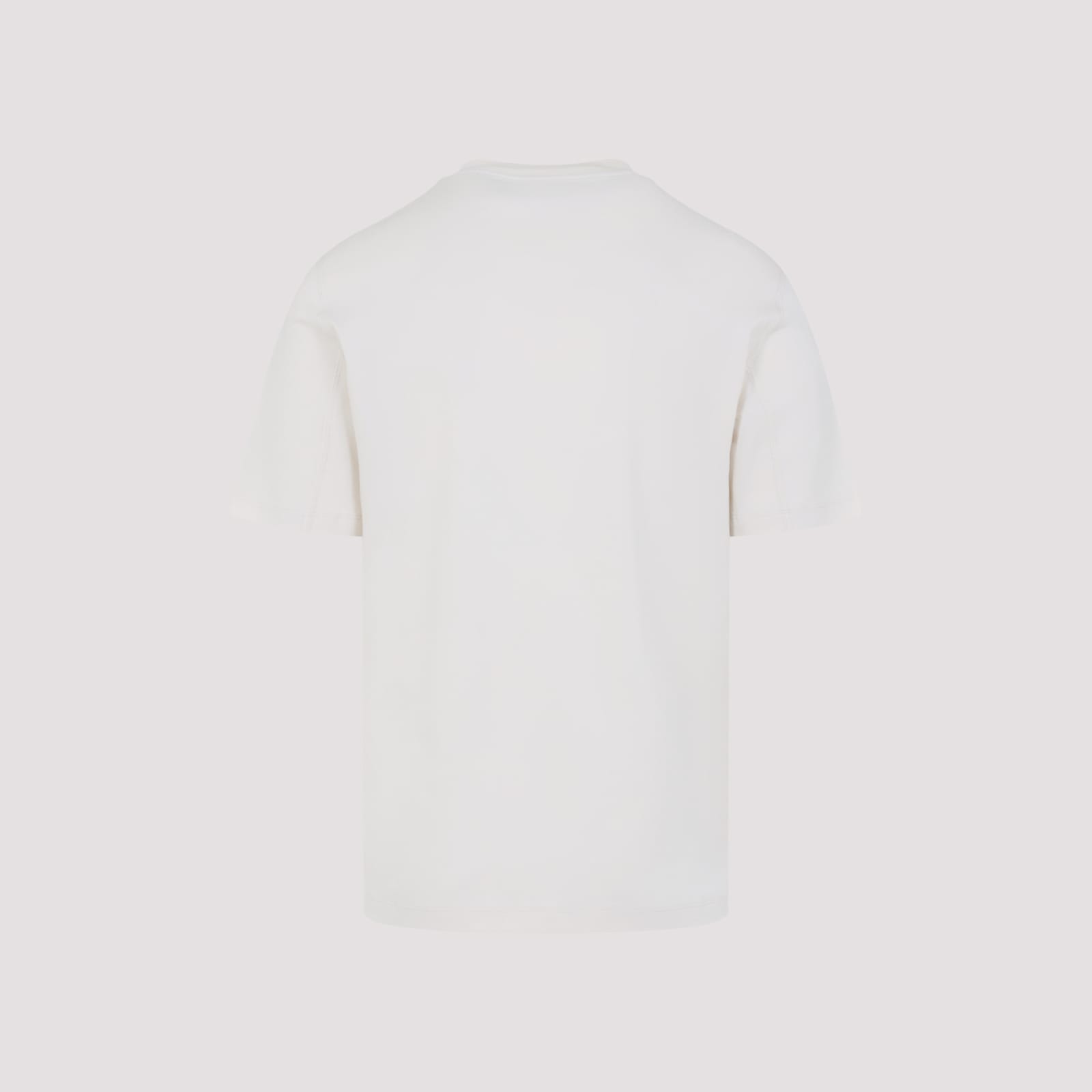 Brunello Cucinelli Crew Neck T-shirt With Subtle Logo Print In Neutral