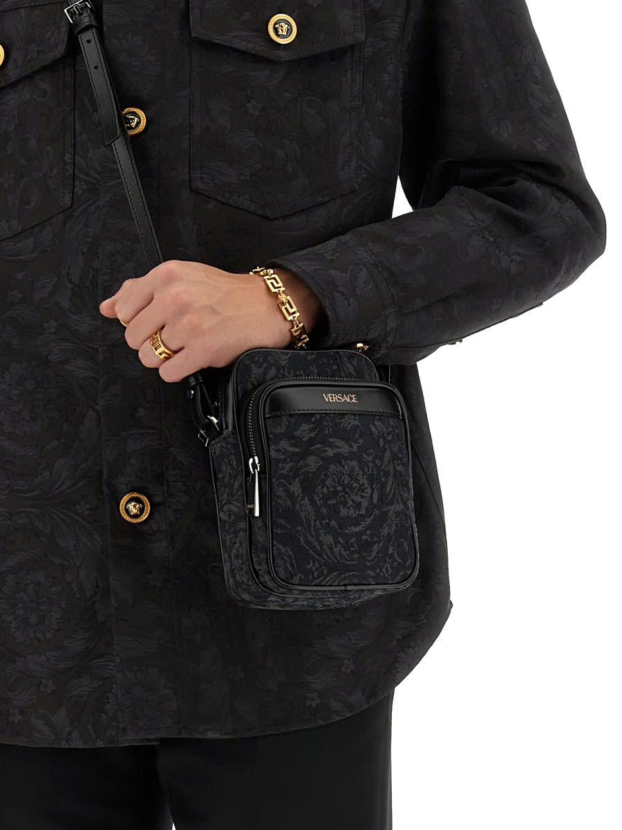 Shop Versace Shoulder Bag Athena Baroque In Black