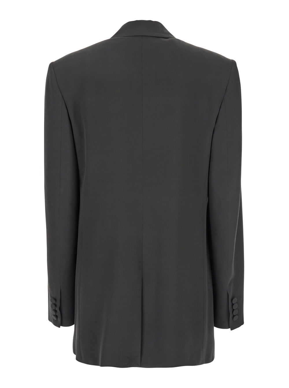 Saint Laurent Veste Tailleur Hyper Crepe Mousse De Soie In Grey