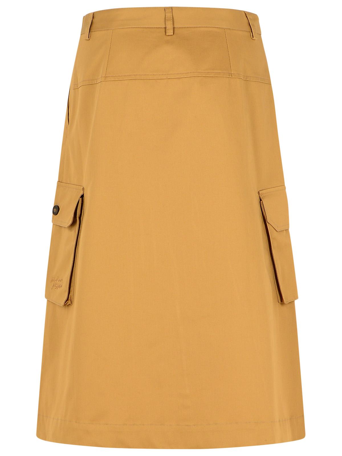 Shop Maison Kitsuné Utility Beige Cotton Skirt