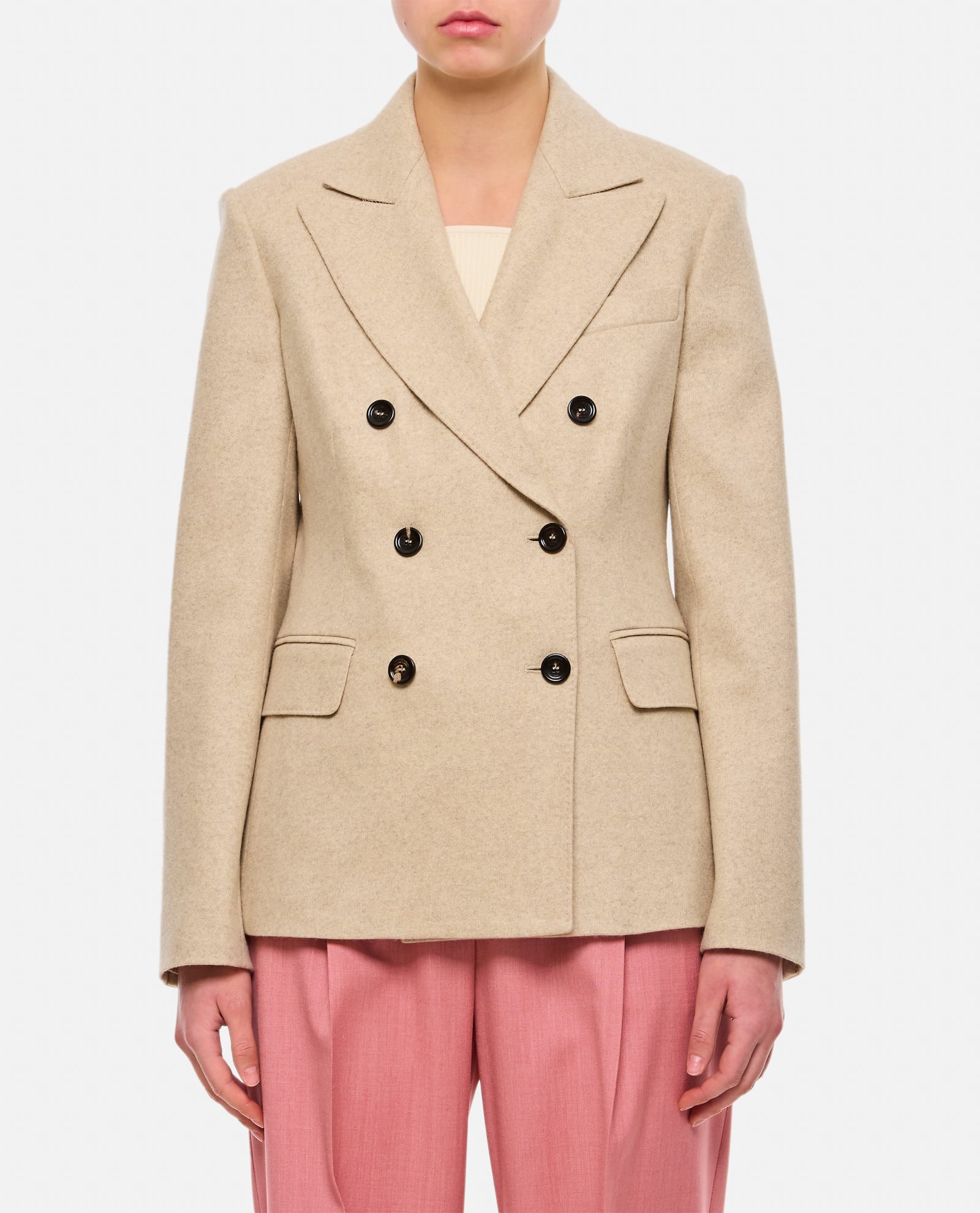 Shop Max Mara Calata Cashmere Blazer In Beige