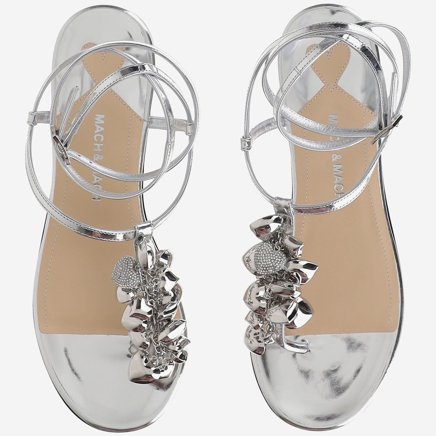 Mach & Mach Sandal With Metallic Decoration In Silver