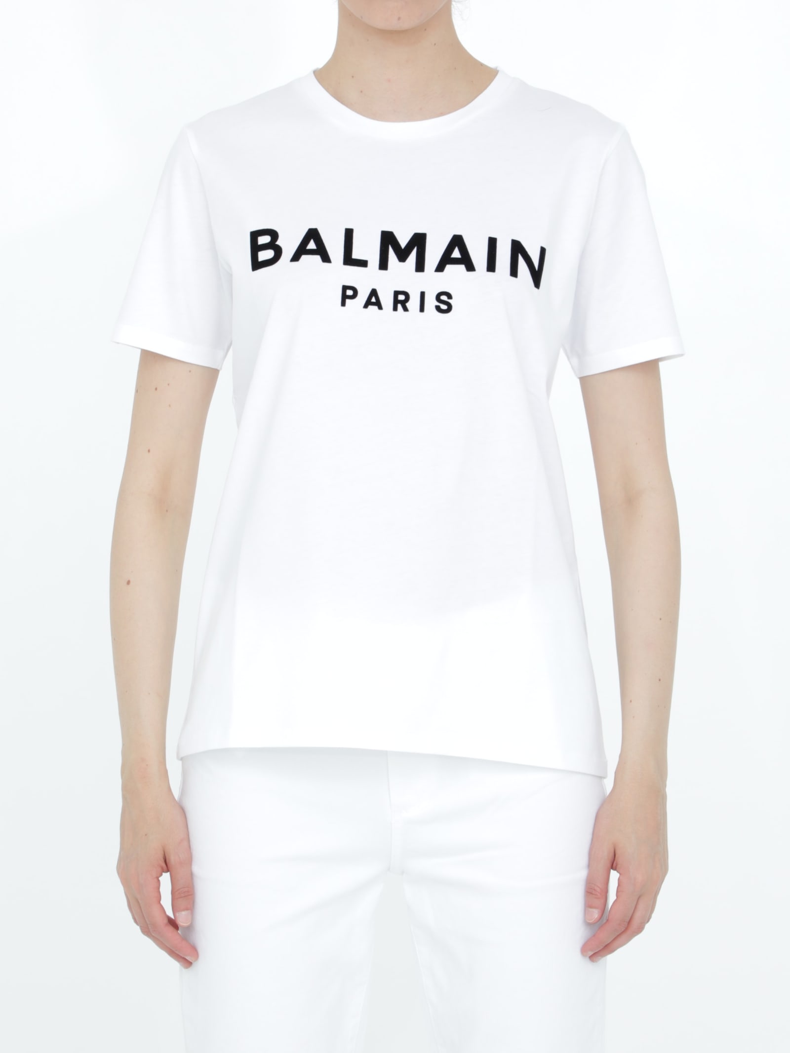 Balmain White T-shirt With Black Logo