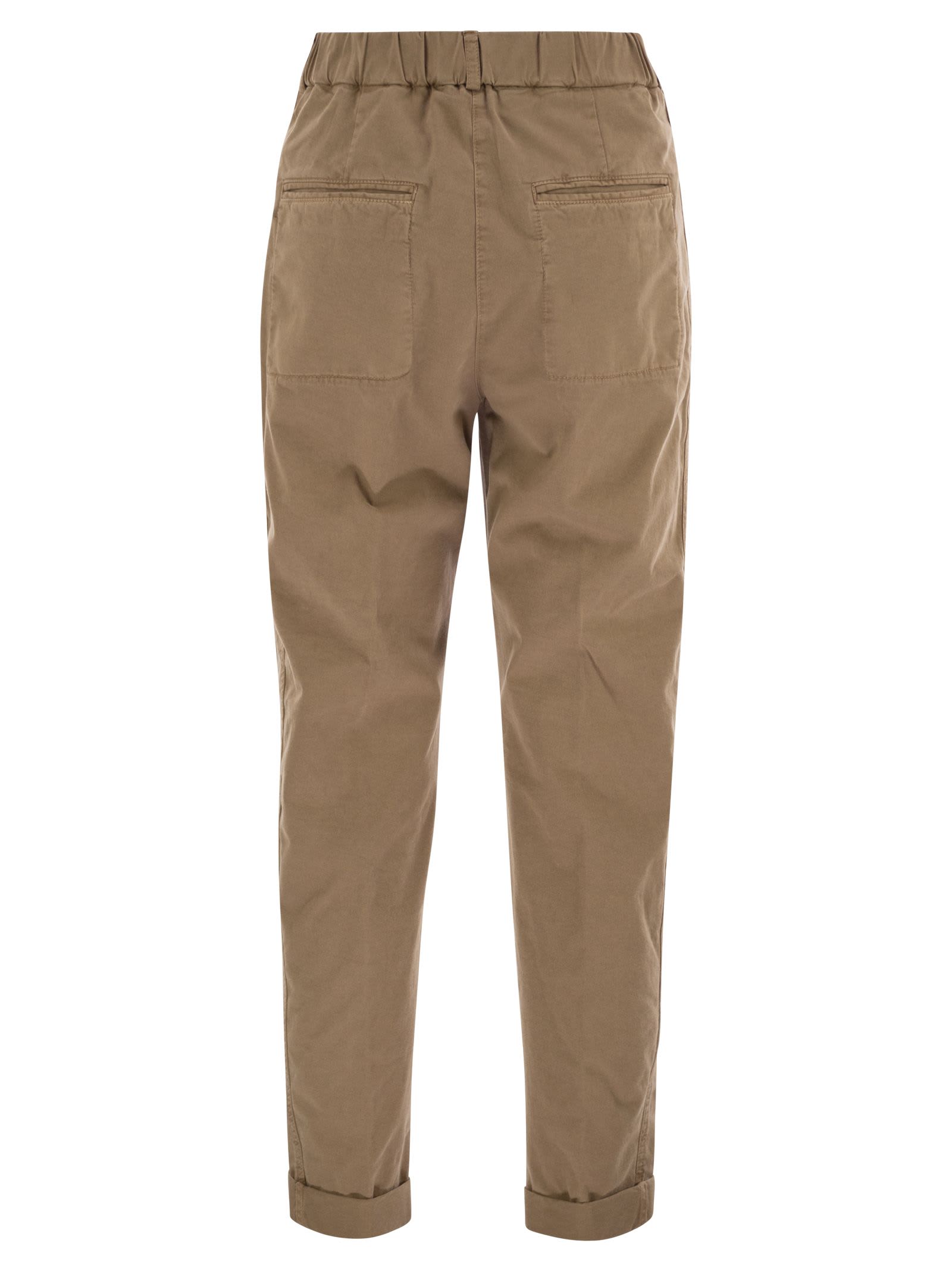 Peserico Women Garment Dyed Stretch Cotton Gabardine Trousers