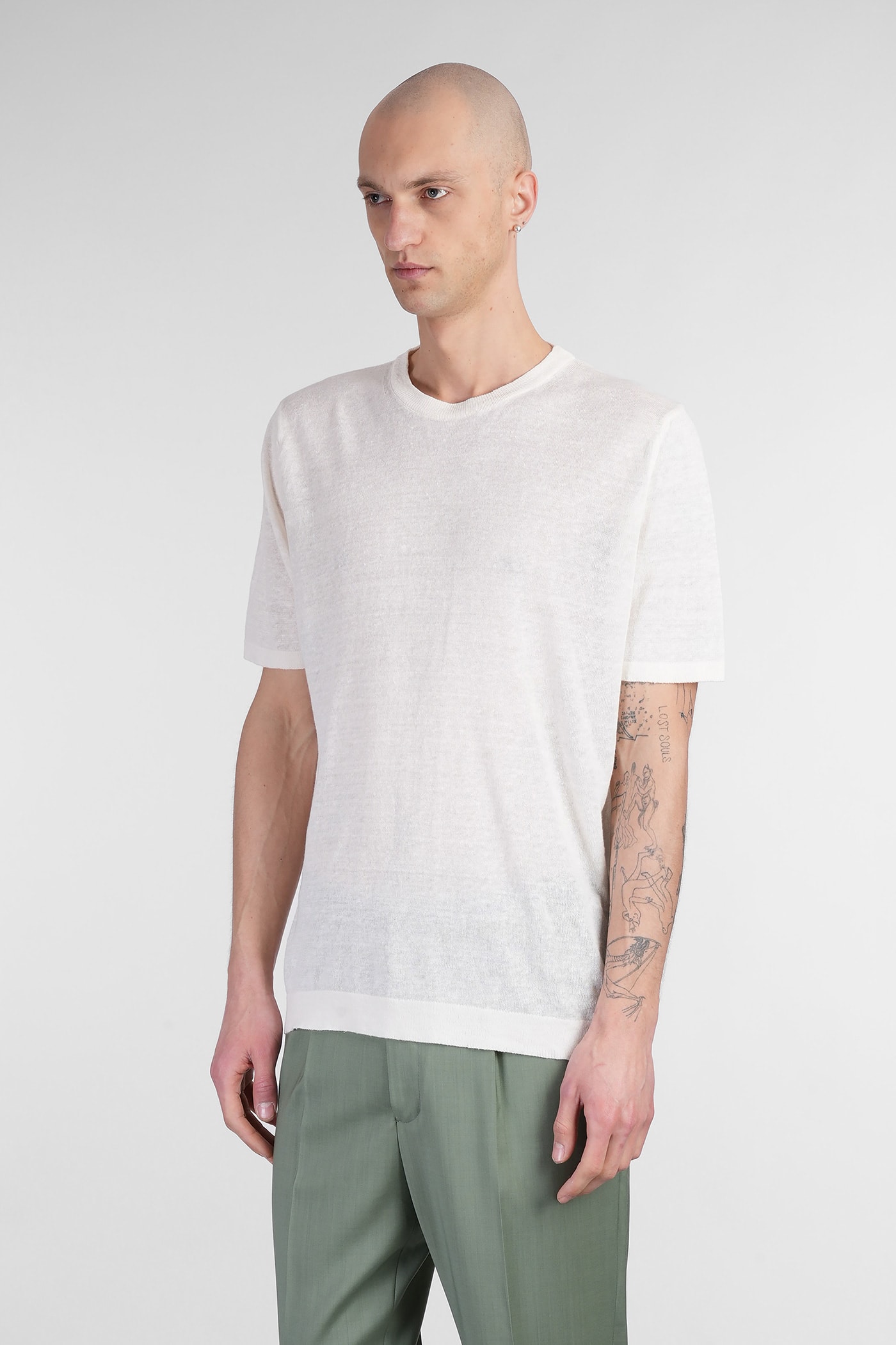 Costumein Sofia T-shirt In Beige Linen In Beige