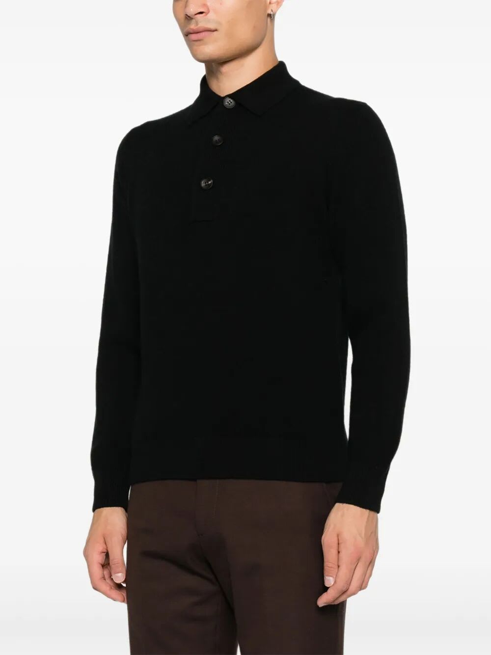 Filippo De Laurentiis Buttoned Wool Sweater In Black
