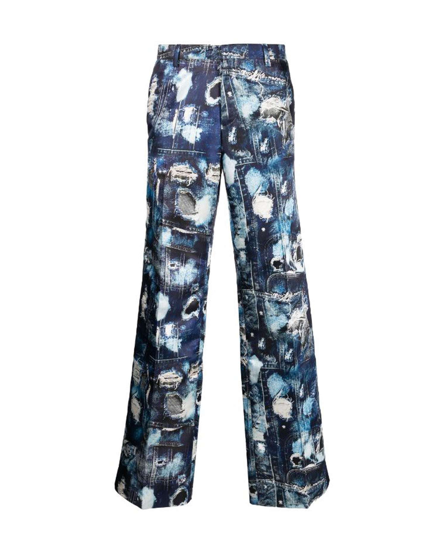 Wide Trousers With Iconic Denim Pattern