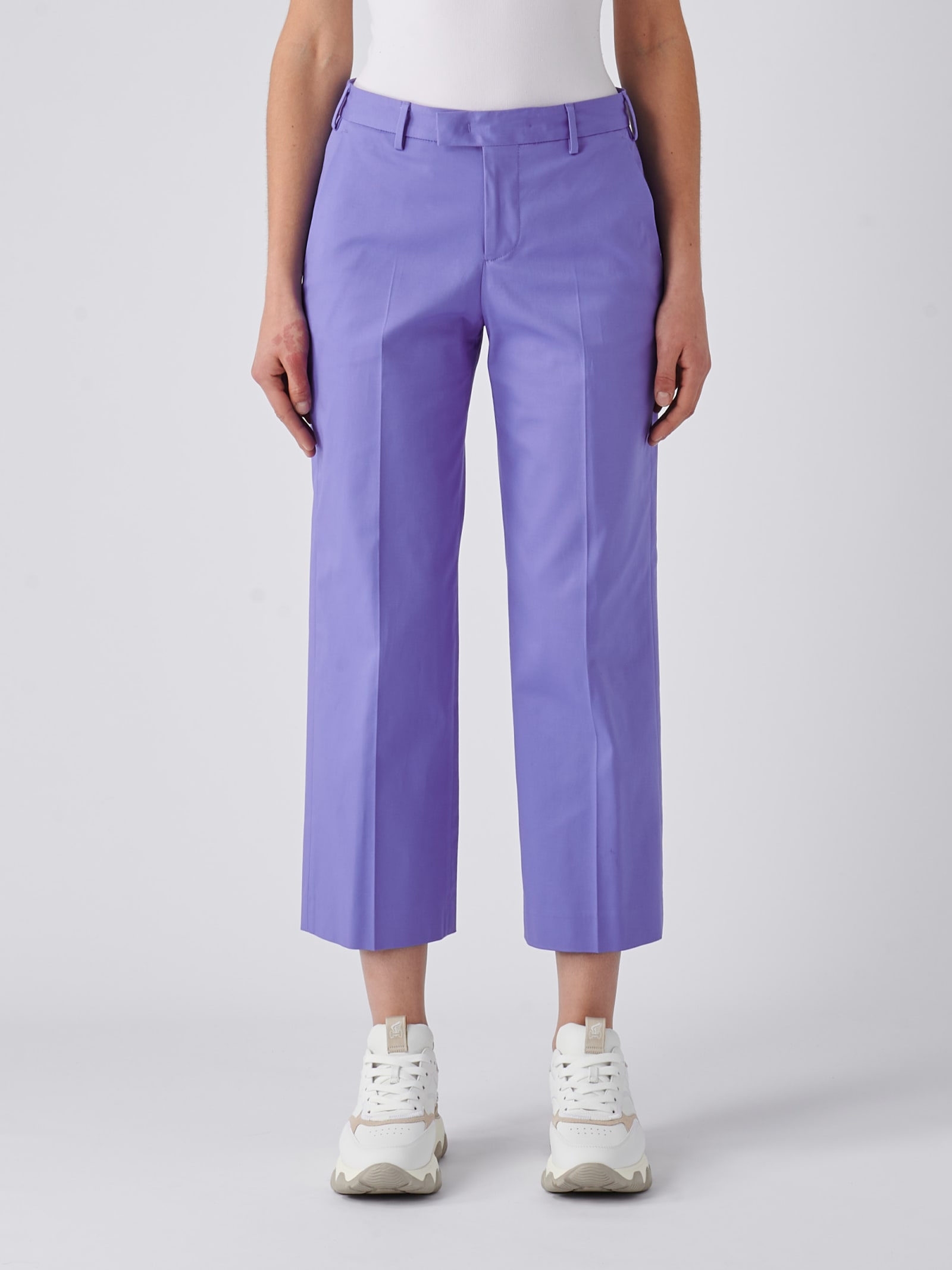 Shop Pt01 Cotton Trousers In Fiordaliso