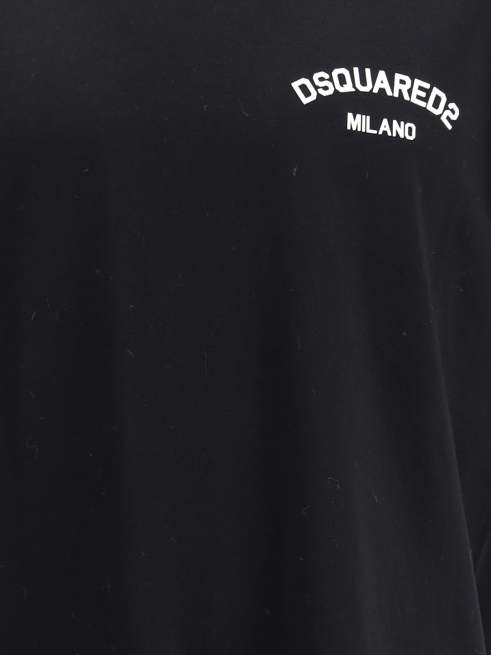 Dsquared2 Black Crew-neck T-shirt With Logo On The Front In Cotton Man In Black