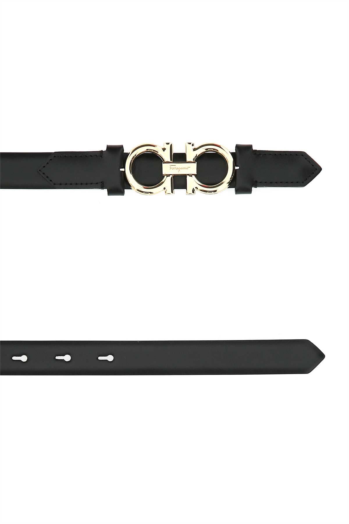 Ferragamo Adjustable Length Belt Gold-tone Buckle In Black