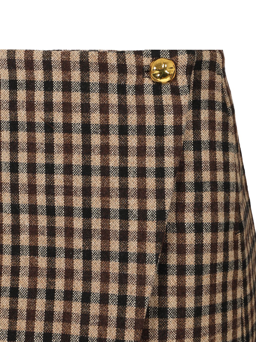Ganni High Waist Check Pattern Mini Skirt With Button Detail In Multi