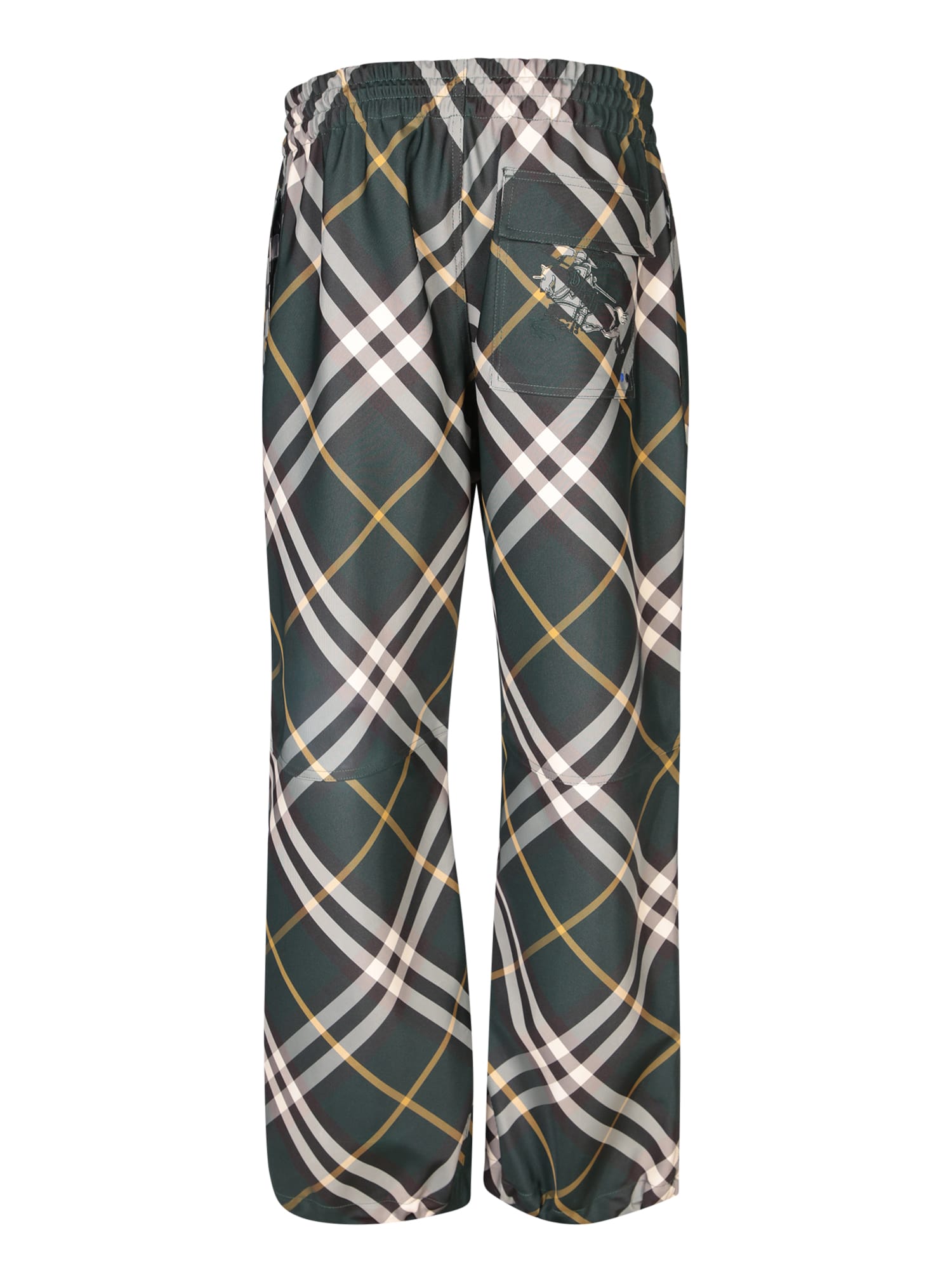 Shop Burberry Check Motif Green Trousers