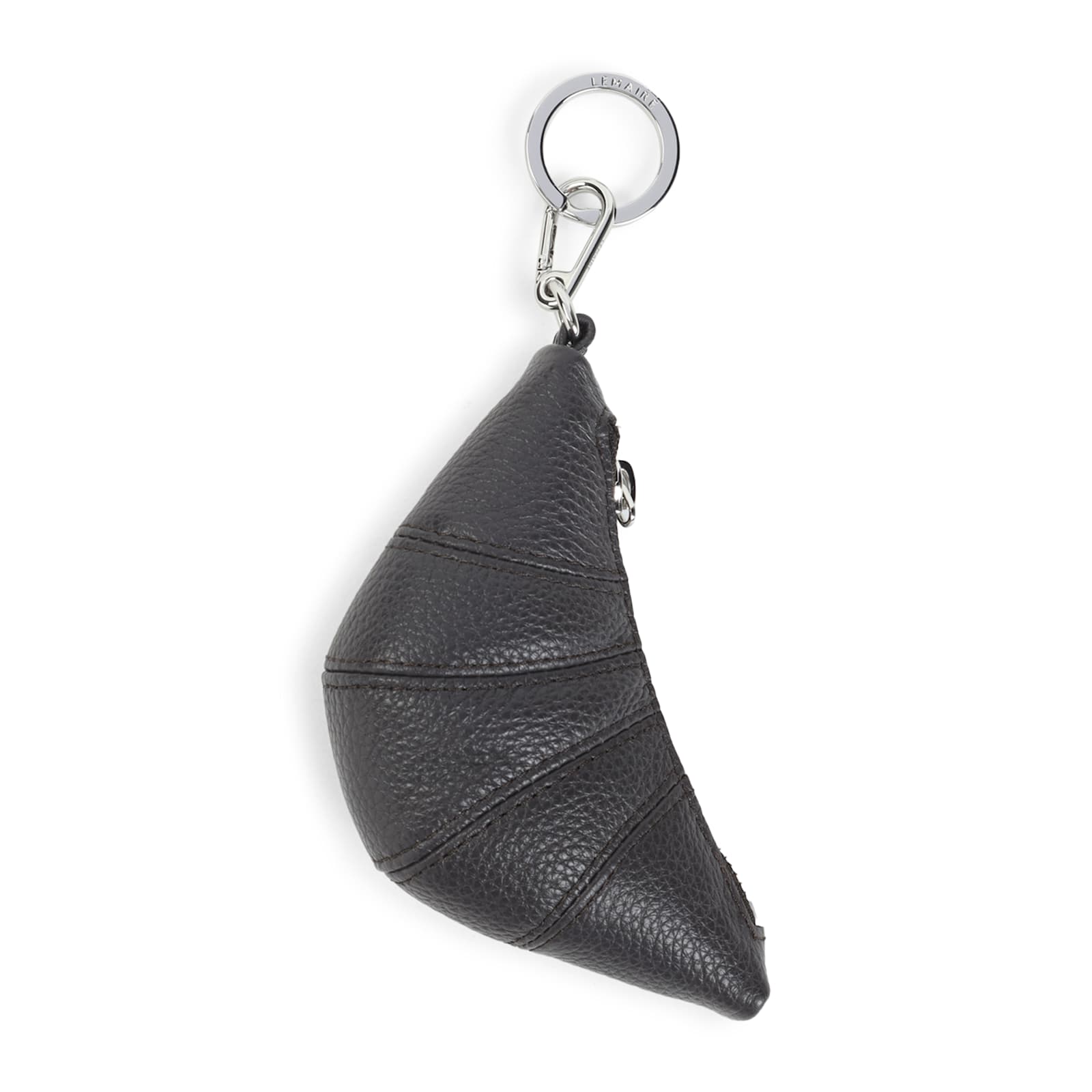 Lemaire Mini Croissant Keychain Textured Surface In Black