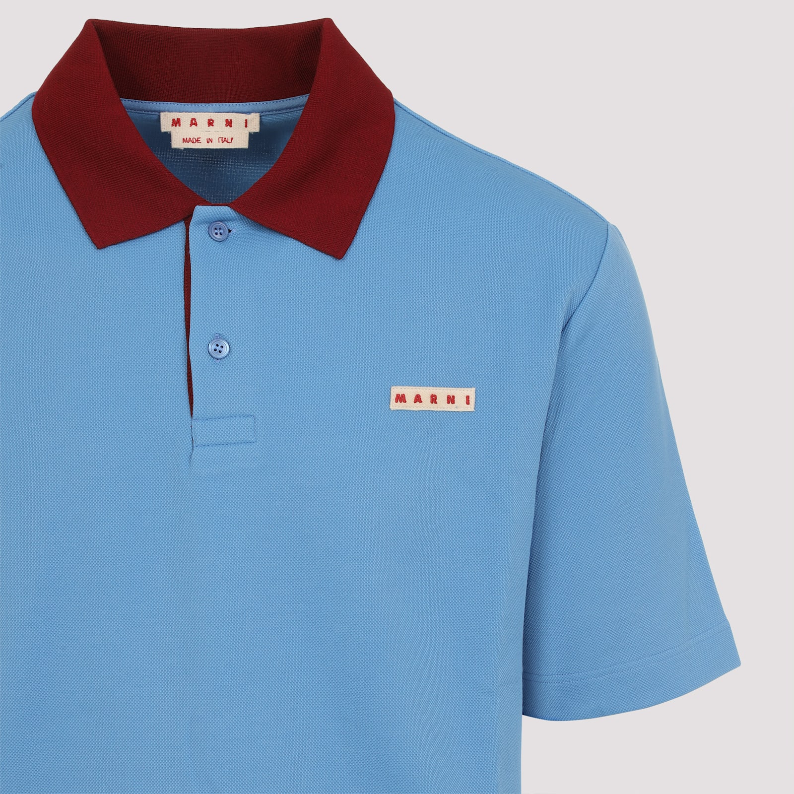 Marni Polo In Piquet Blu Con Colletto A Contrasto In Blue