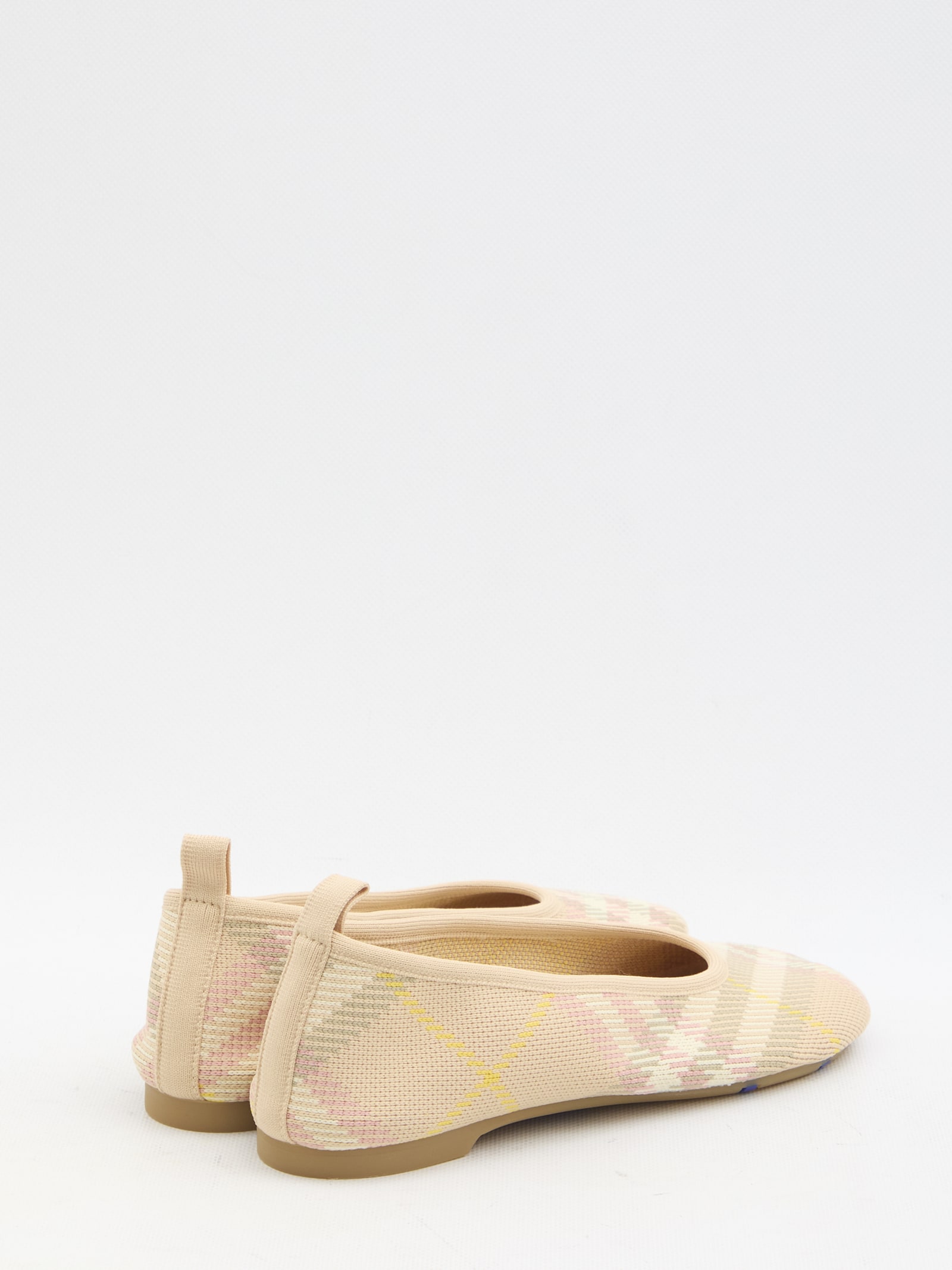 Shop Burberry Check Knit Baby Ballerinas In Teacup Ip Check